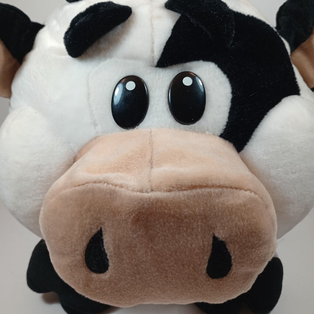 Peek-A-Boo Toys Cow Plush Medium White Black Good Round Stuffed Animal Farm